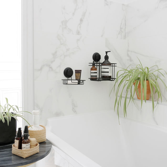 "Bestlock Black" Suction Wall Mountable Storage Rack  2 Compactor