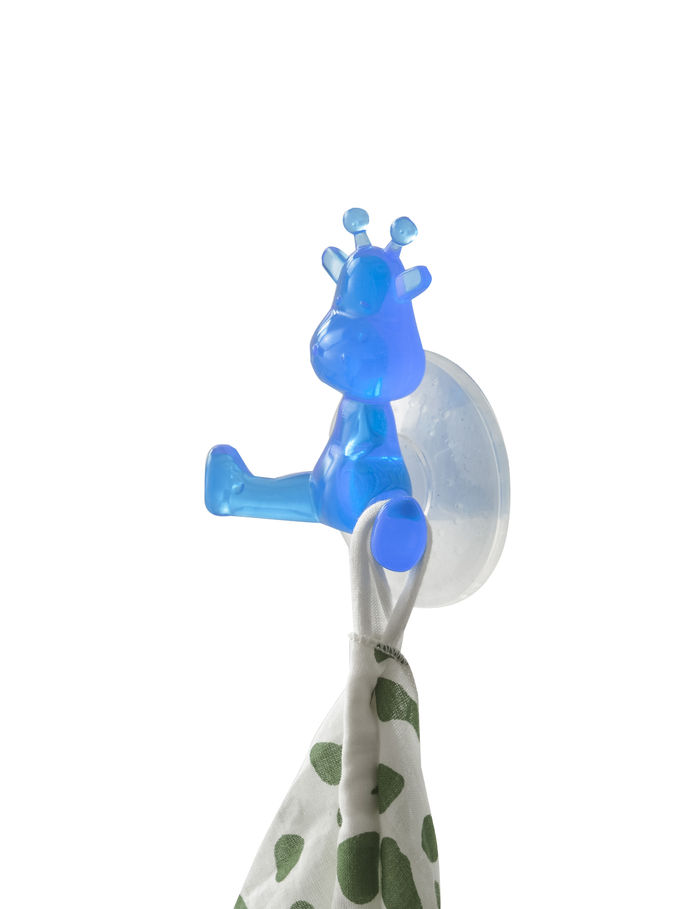 "Funny" Giraffe Suction Wall Hook - Blue 1 Compactor