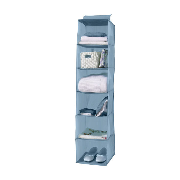 Blue hanging clothes organiser 6 compartments