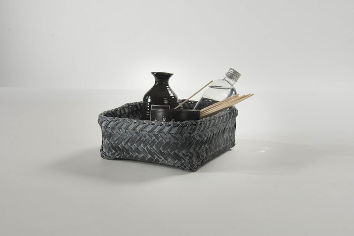 "Dalat" Small Bamboo Storage Basket - Dark Grey 2 Compactor