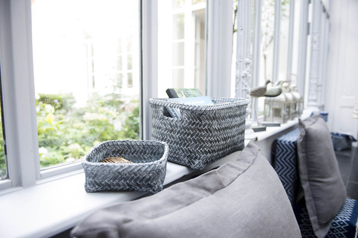 "Dalat" Small Bamboo Storage Basket - Dark Grey 3 Compactor