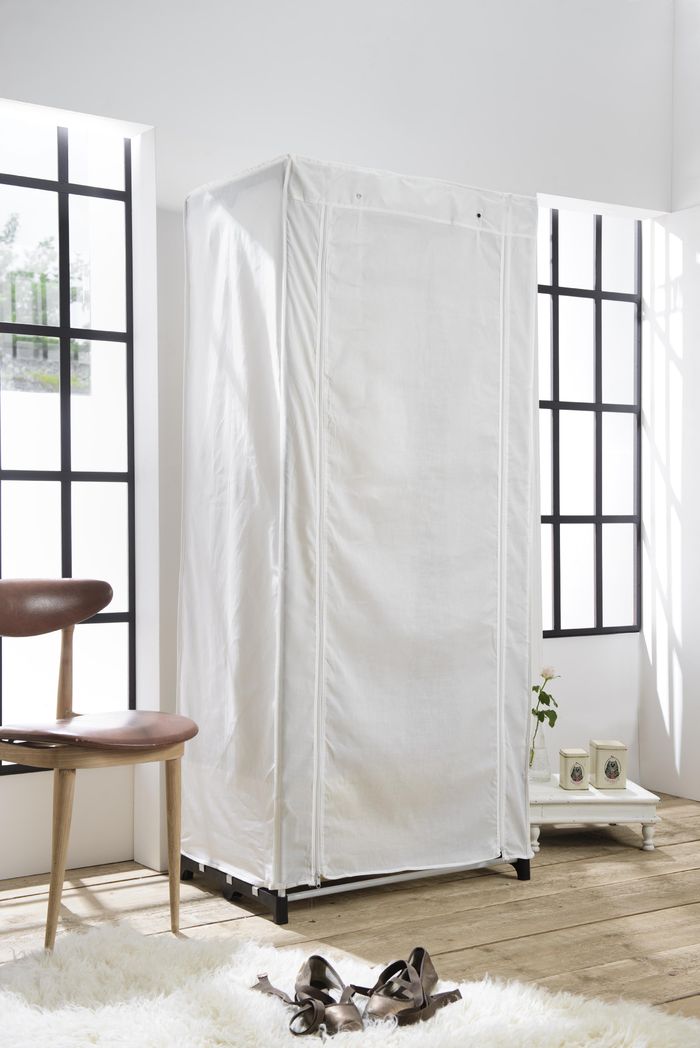 Cottage Canvas Metal Frame Portable Wardrobe - Brown 3 Compactor