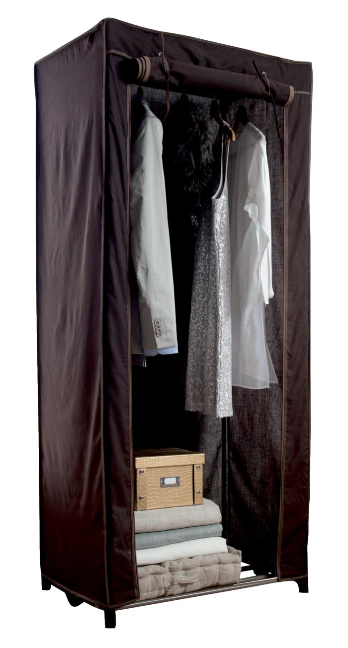 Cottage Canvas Metal Frame Portable Wardrobe - Brown  1 Compactor