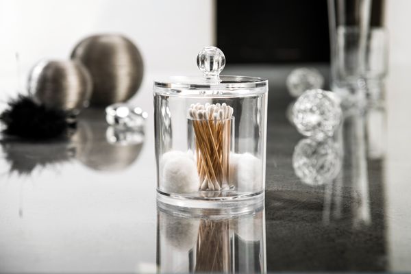 Cotton Bud/Wool Holder with Lid - Transparent 4 Compactor