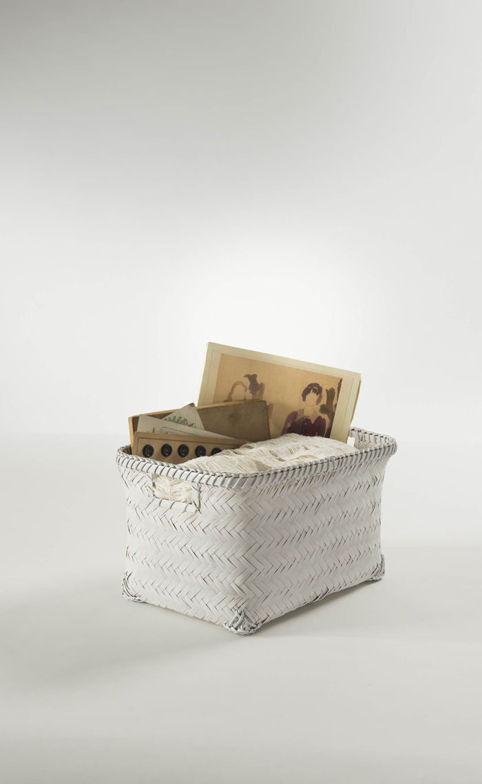 "Dalat" Medium Bamboo Storage Basket - White 2 Compactor