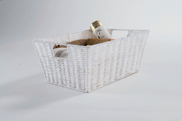 "Etna" Woven Storage Basket - White 5 Compactor