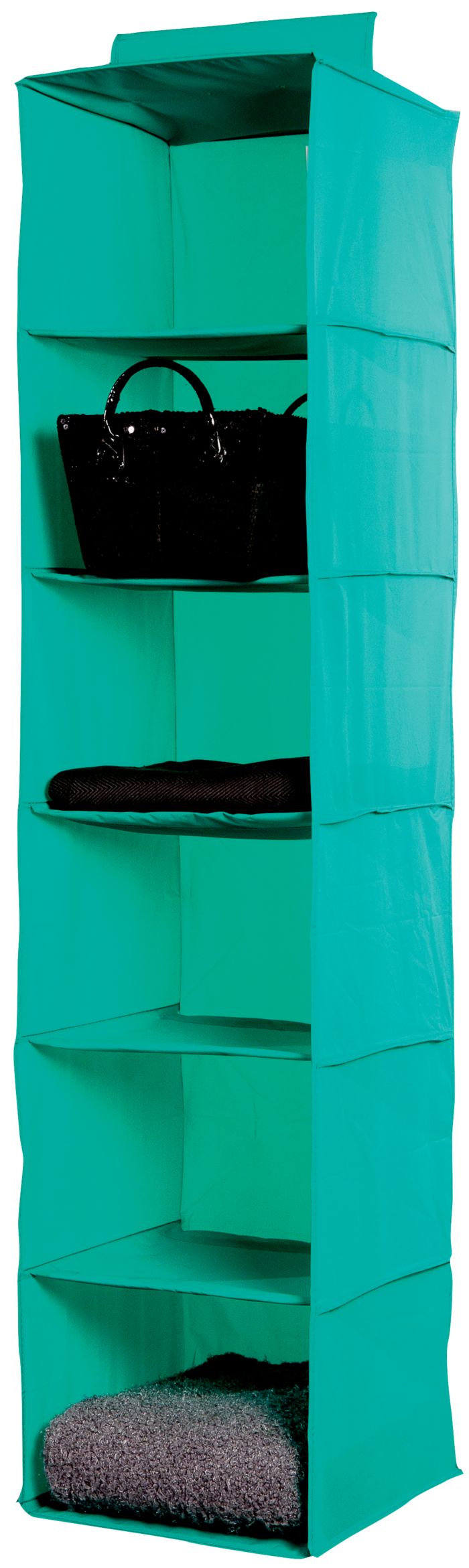 Hanging Clothes Organiser with 6 Compartments - Emerald Green 1 Compactor