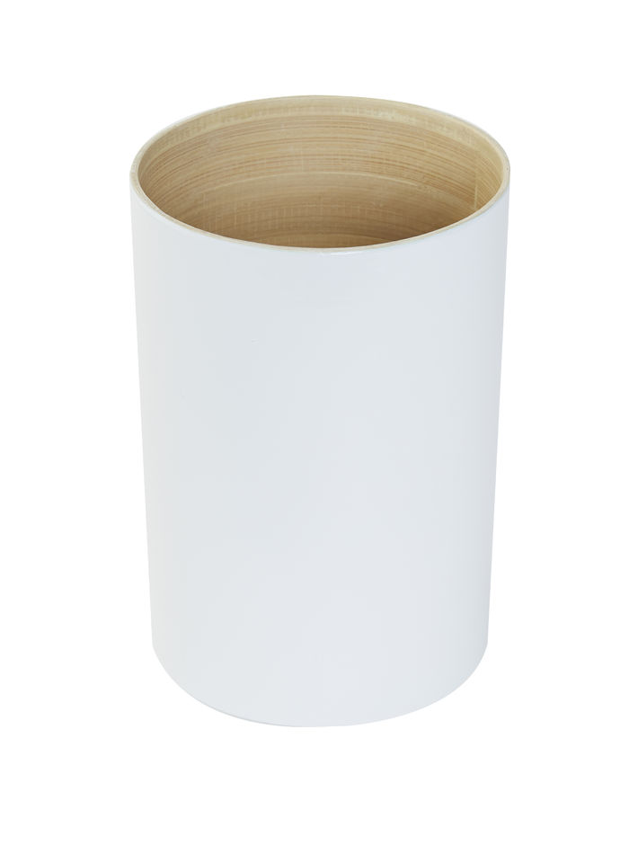 Large Bamboo Utensil Holder - White 1 Compactor