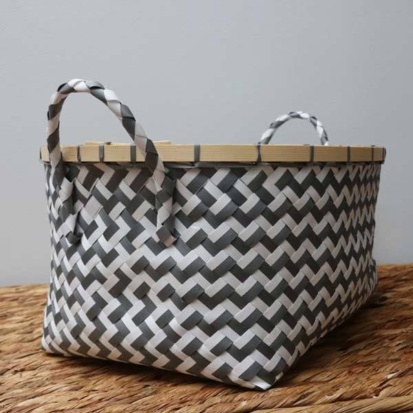 Grey "Zig-Zag" storage basket