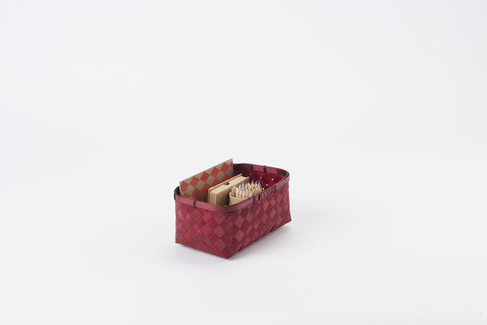 "Hanoi" Small Bamboo Storage Basket - Red 2 Compactor