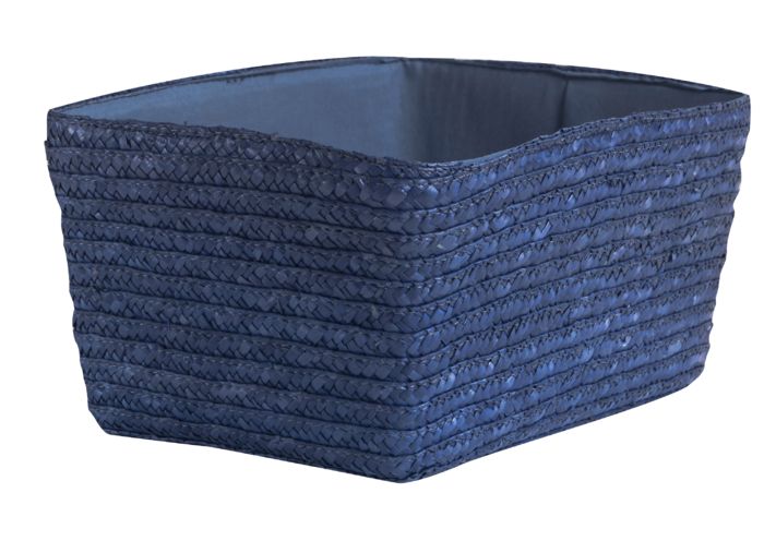 "Hawaii" Woven Storage Basket - Navy Blue 1 Compactor