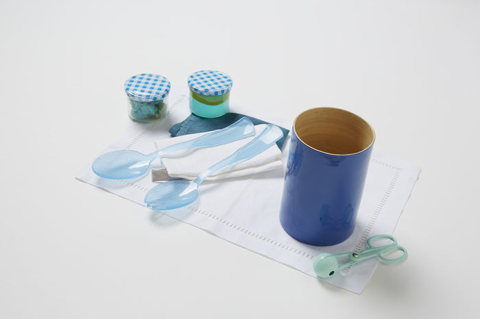 Large Bamboo Utensil Holder - Indigo Blue 5 Compactor