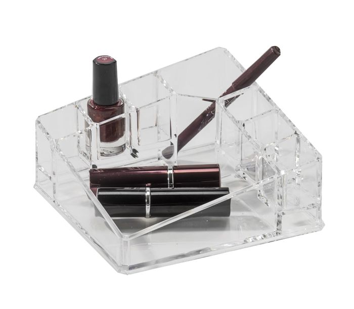 Square Make-up and Jewellery Organiser - Transparent 2 Compactor