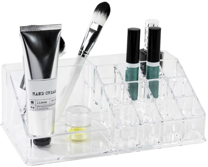 Multi-Compartment Make-up Organiser - Transparent 3 Compactor