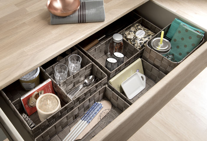 "Stan" Drawer Organiser with 5 Compartments - Taupe 5 Compactor