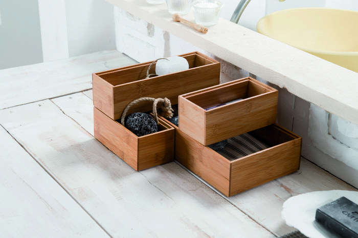 "Osaka" Small Bamboo Storage Organiser Box 6 Compactor