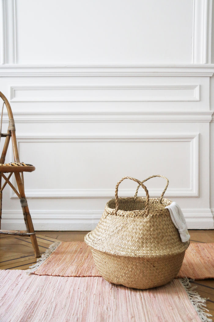 "Belly" Medium Woven Seagrass Storage Basket-Natural  6 Compactor