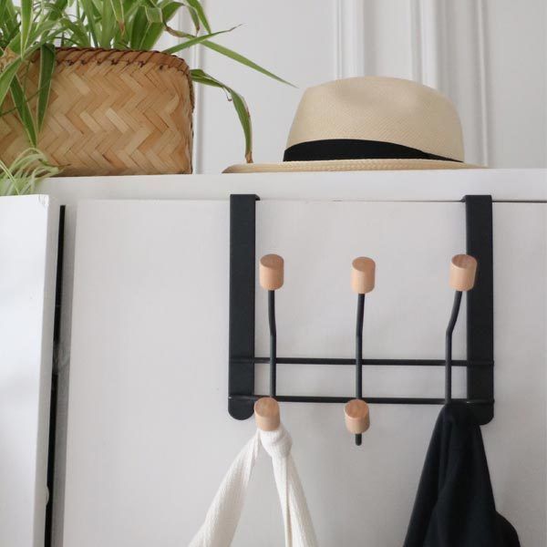 "Helsinski" 6 Hook Over Door Hanger - Black  6 Compactor