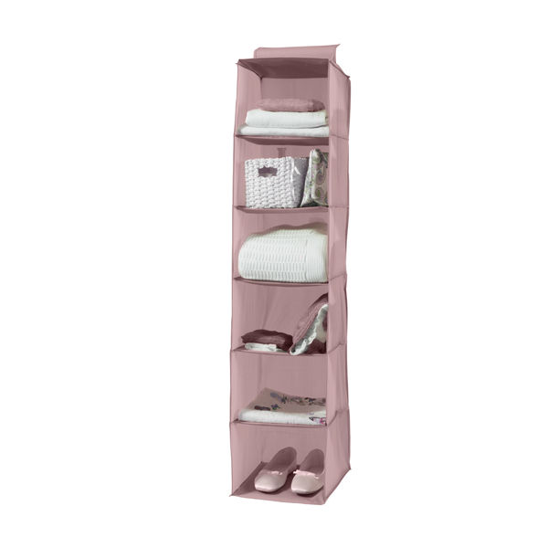 Pink hanging clothes organiser 6 compartments