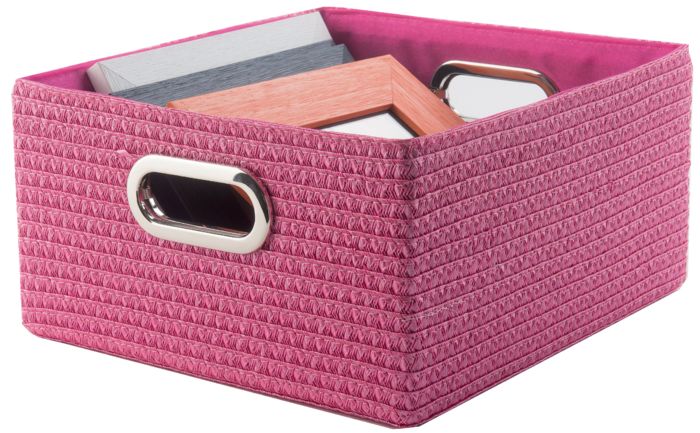 "Poly" Storage Basket with Handles - Pink 1 Compactor