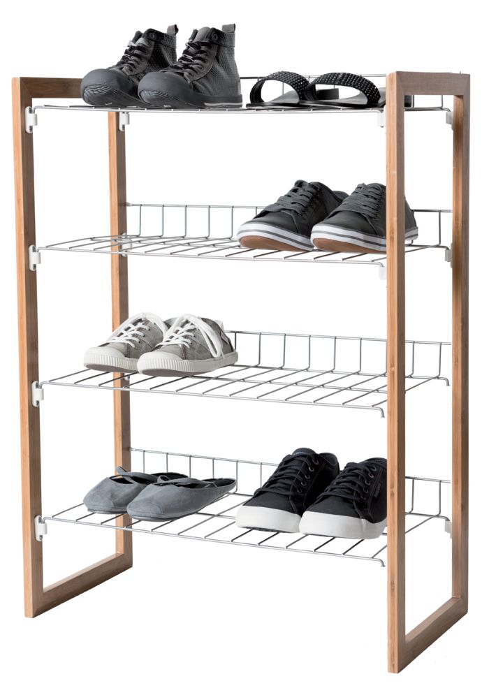 "Preppy" Stackable 4 Shelf Shoe Storage Rack 1 Compactor