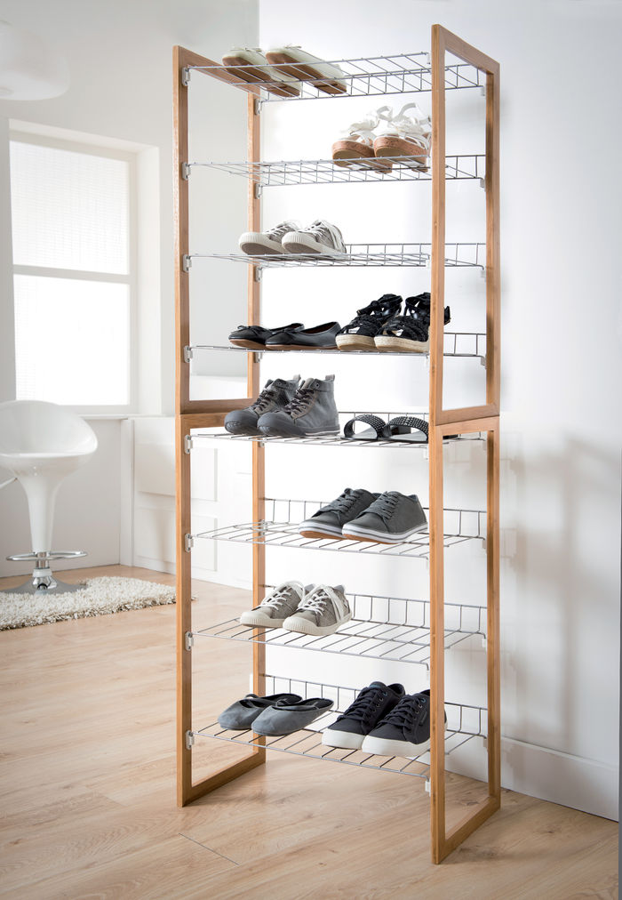 "Preppy" Stackable 4 Shelf Shoe Storage Rack 3 Compactor