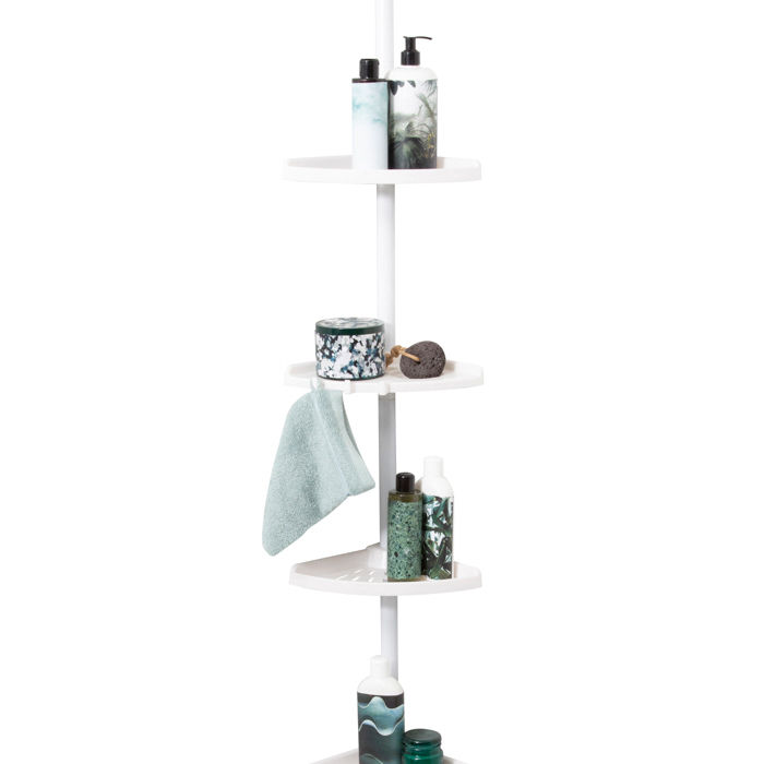 Tension Mounted Adjustable Corner Shower Storage Rack 5 Compactor