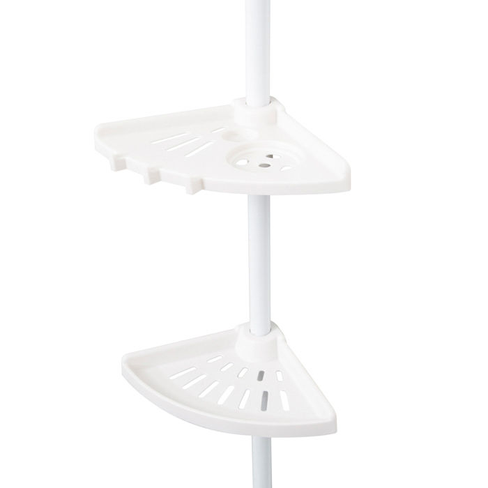 Tension Mounted Adjustable Corner Shower Storage Rack 2 Compactor