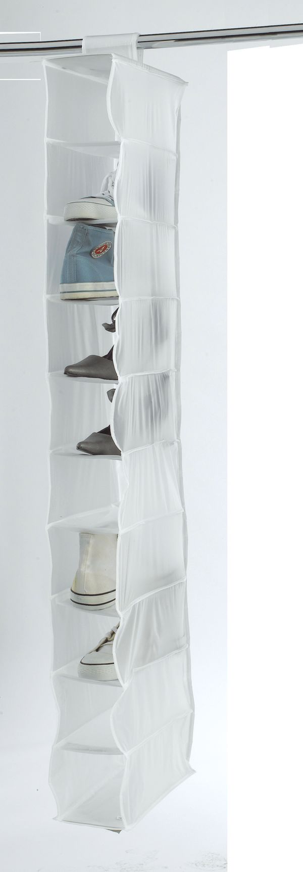 Milky Hanging Shoe Organiser with 9 Compartments 1 Compactor