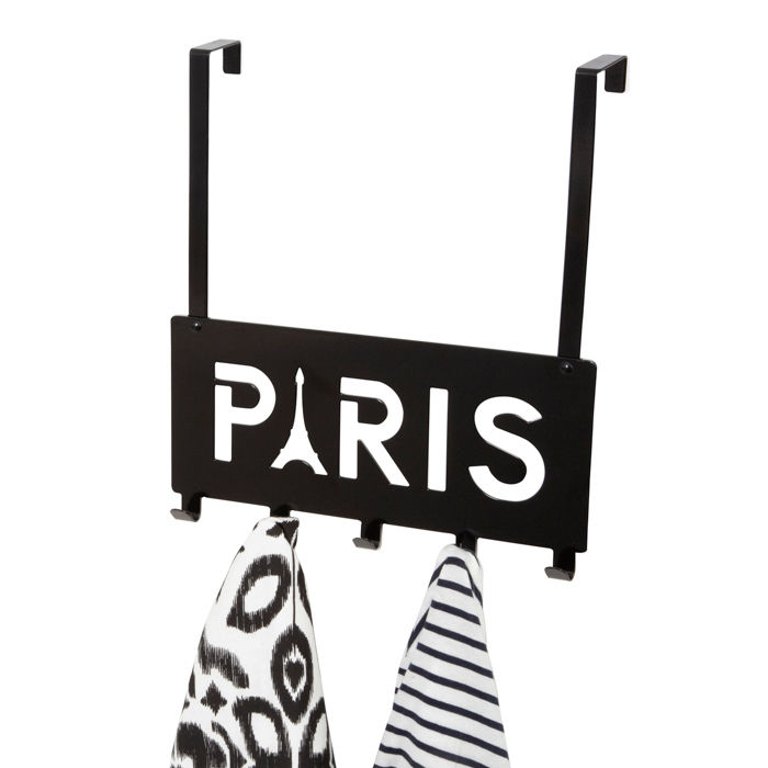 "Paris" 5 Hook Over Door Hanger - Black 5 Compactor
