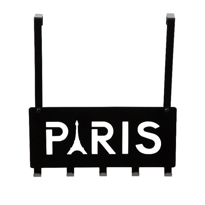 "Paris" 5 Hook Over Door Hanger - Black 2 Compactor