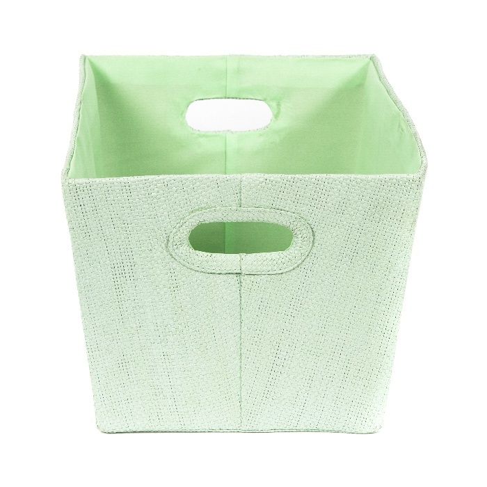 "Lili" Woven Storage Basket with Handles - Green  3 Compactor
