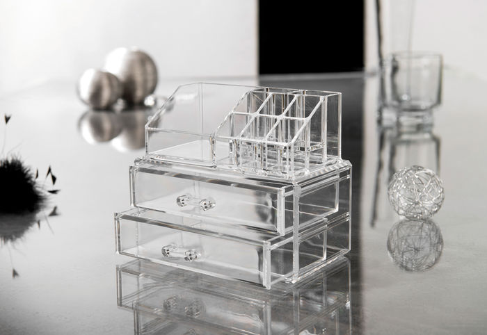 Make-Up and Jewellery Drawer Organiser and Compact Set - Transparent 3 Compactor
