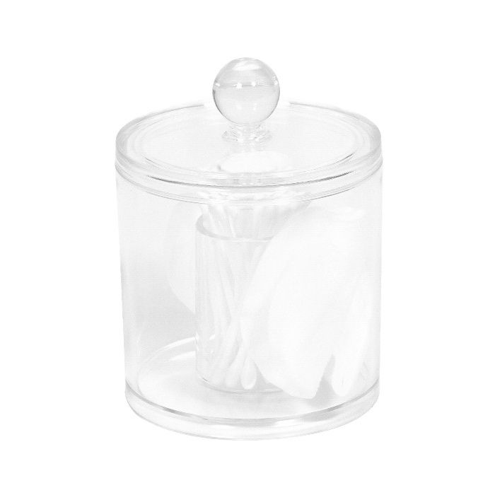 Cotton Bud/Wool Holder with Lid - Transparent 2 Compactor
