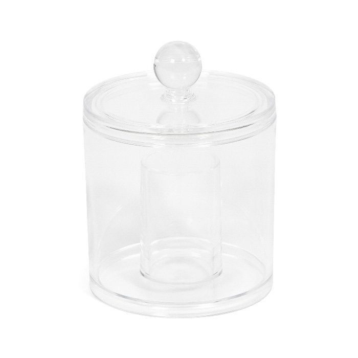 Cotton Bud/Wool Holder with Lid - Transparent 1 Compactor
