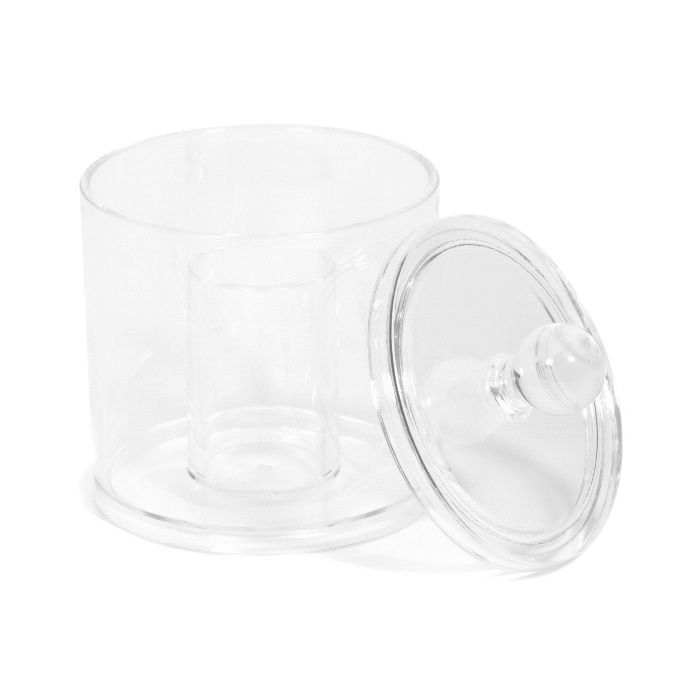 Cotton Bud/Wool Holder with Lid - Transparent 3 Compactor