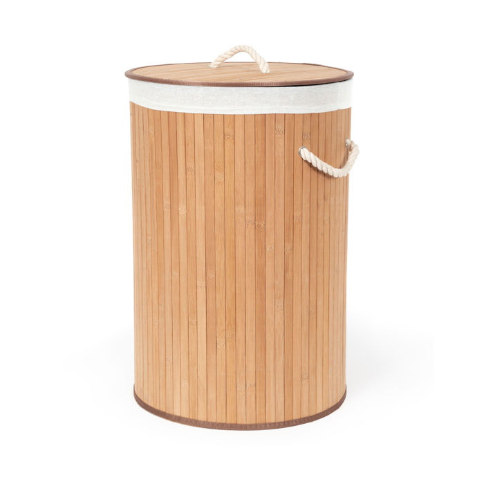 "Bamboo" Round Foldable Laundry Basket 1 Compactor