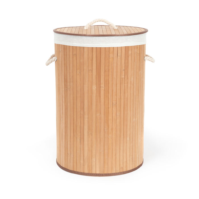 "Bamboo" Round Foldable Laundry Basket 2 Compactor
