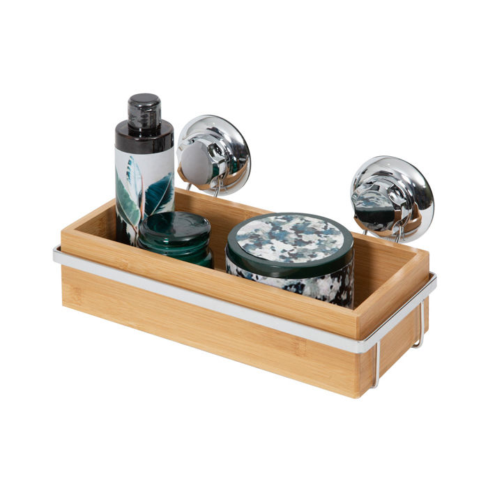 Bestlock Suction Wall Mountable Storage Shelf - Bamboo 4 Compactor