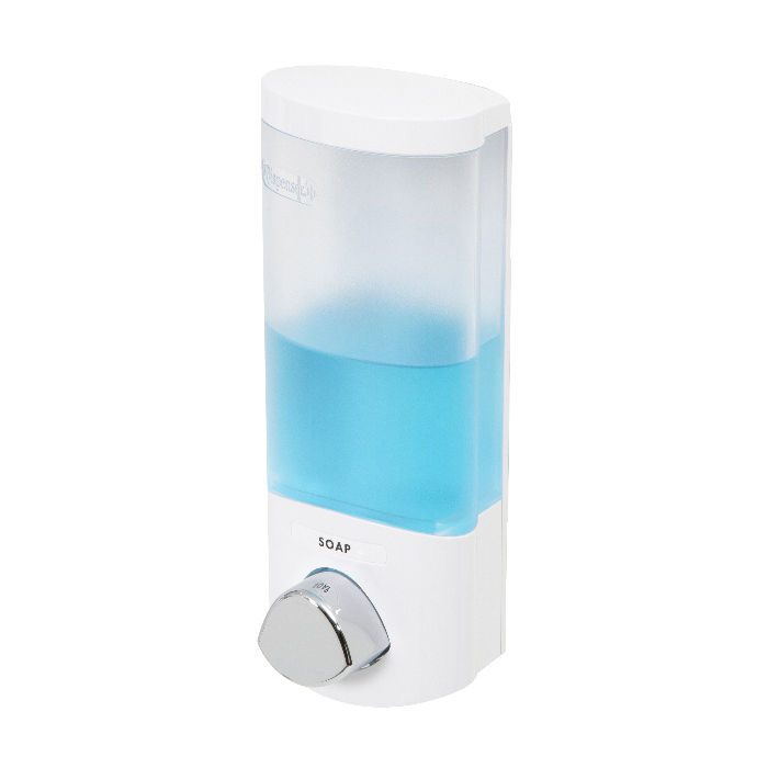 Stick On Single 360ml Soap/Shampoo Dispenser - White 4 Compactor