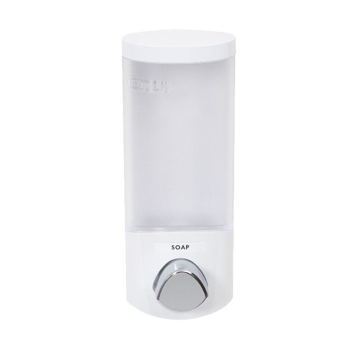 Stick On Single 360ml Soap/Shampoo Dispenser - White 2 Compactor