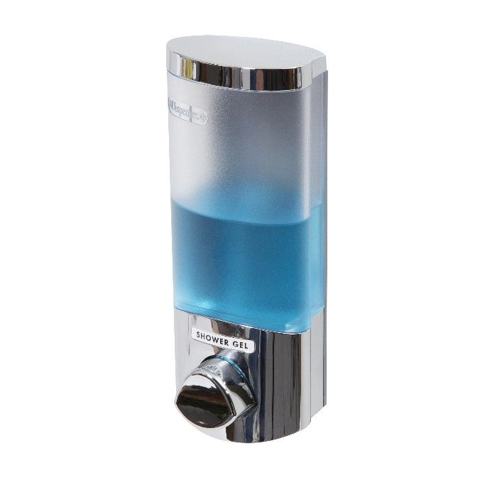 Stick On Single 360ml Soap/Shampoo Dispenser - Chrome 4 Compactor
