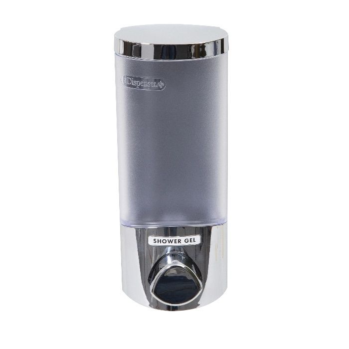 Stick On Single 360ml Soap/Shampoo Dispenser - Chrome 2 Compactor