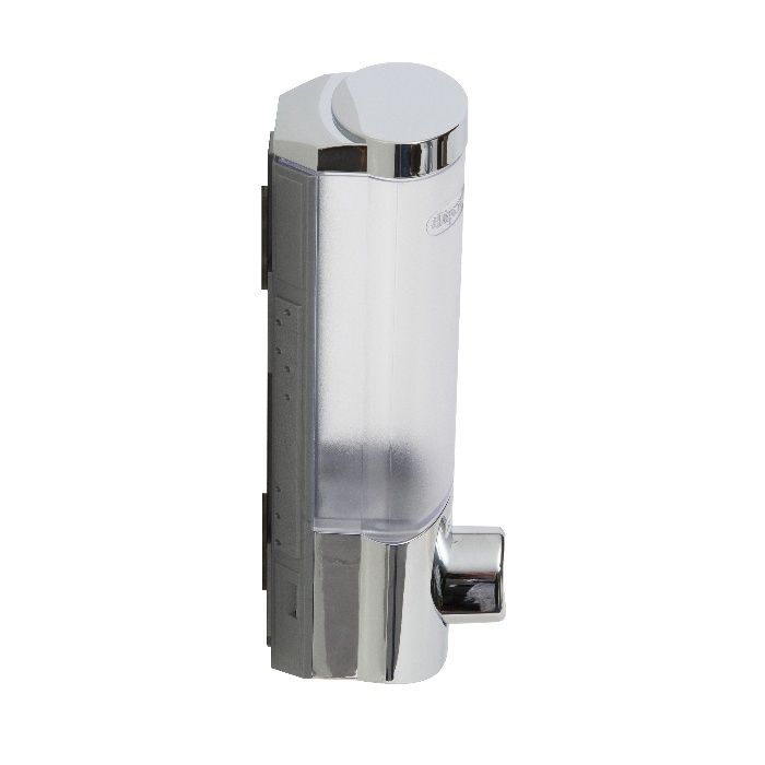 Stick On Single 360ml Soap/Shampoo Dispenser - Chrome 3 Compactor