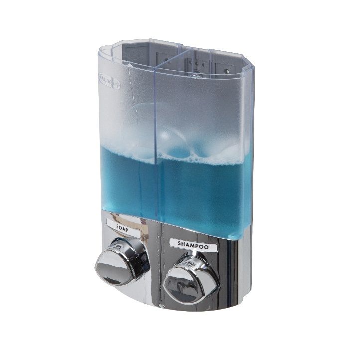 Stick On Double 2 x 310ml Soap/Shampoo Dispenser - Chrome 5 Compactor