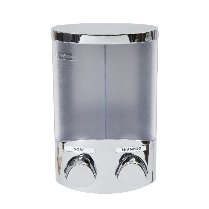 Stick On Double 2 x 310ml Soap/Shampoo Dispenser - Chrome 2 Compactor
