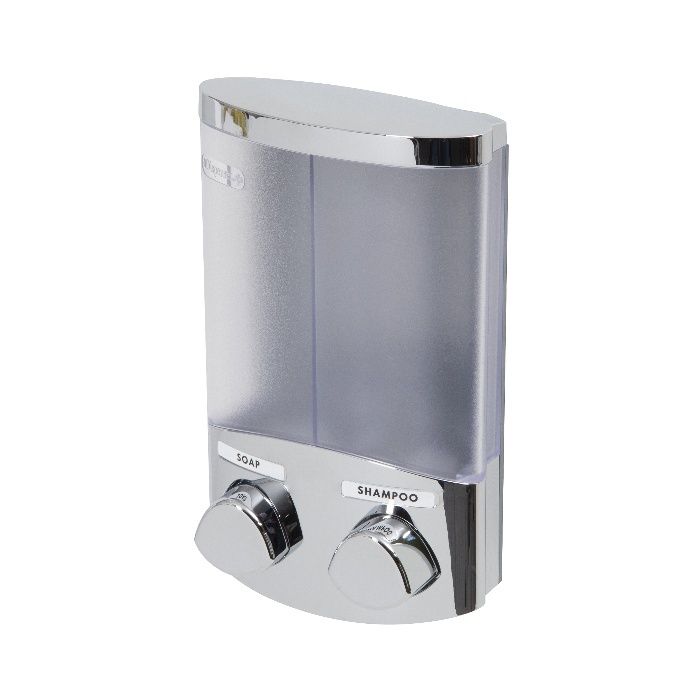 Stick On Double 2 x 310ml Soap/Shampoo Dispenser - Chrome 1 Compactor