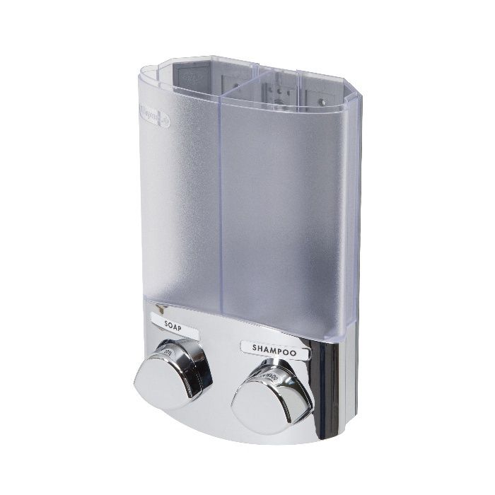 Stick On Double 2 x 310ml Soap/Shampoo Dispenser - Chrome 4 Compactor