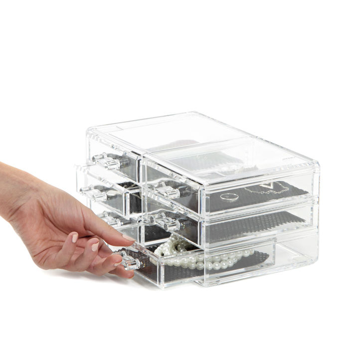 6 Drawer Jewellery Box - Transparent 3 Compactor