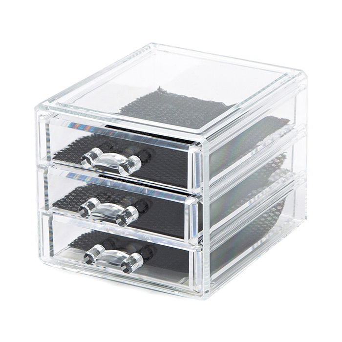 Small 3 Drawer Jewellery Box - Transparent 1 Compactor